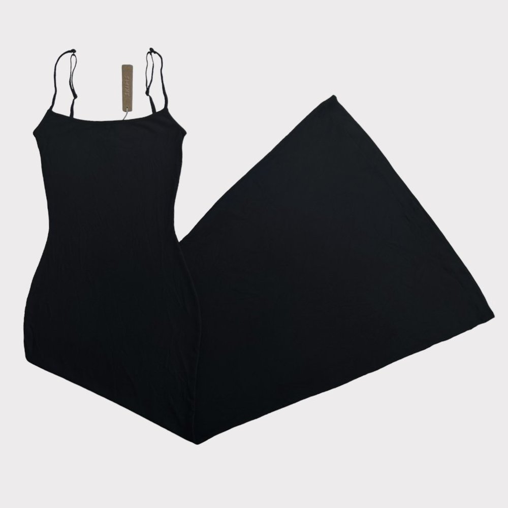 SKIMS Black Maxi Dress with Spaghetti Straps